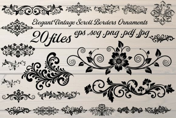 Download Elegant Vintage Scroll Borders - Elegant Collection